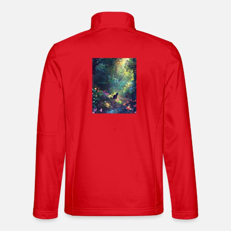 Sunlit Forest Cat - Unisex Softshell Jacket - red