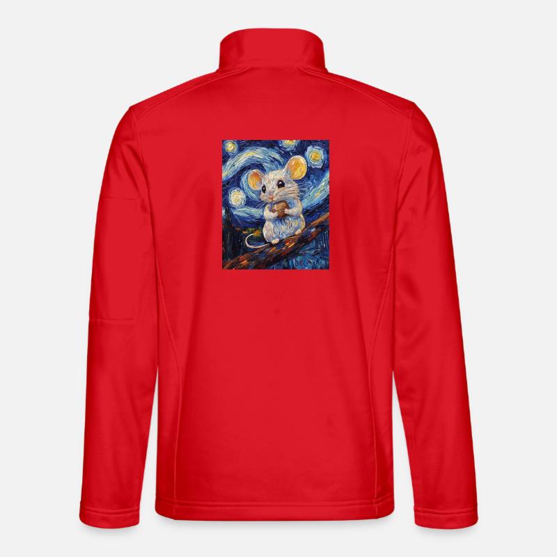 Mouse Eats Cheese Van Gogh Style Starry Night Unisex Softshell Jacket