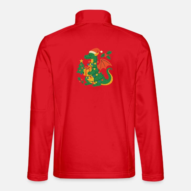 Festlicher Drache mit Geschenken - Unisex Softshelljacke - Rot