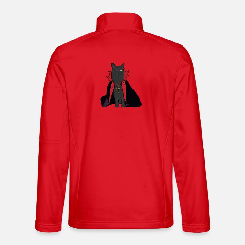 Midnight Vampire Cat with a Cape - Unisex Softshell Jacket - red