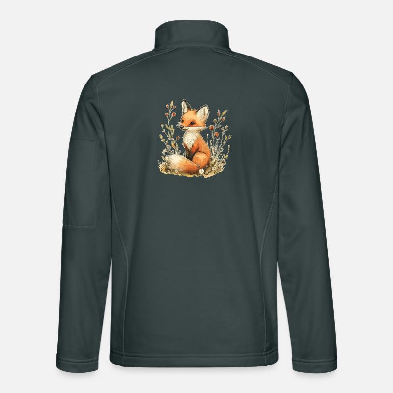 Fuchs mit Blumen Unisex Softshelljacke