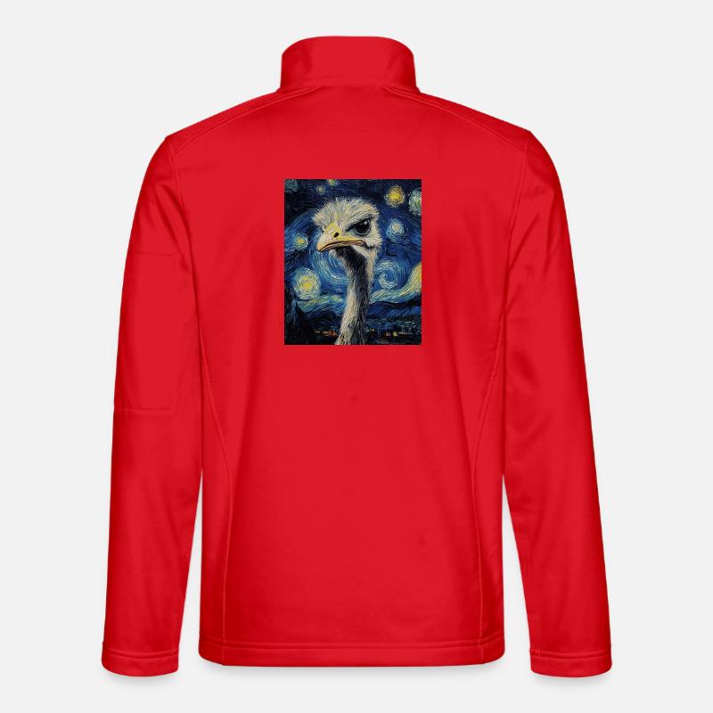 Oiseau Autruche Style Van Gogh Nuit étoilée Veste en tissu softshell Unisexe