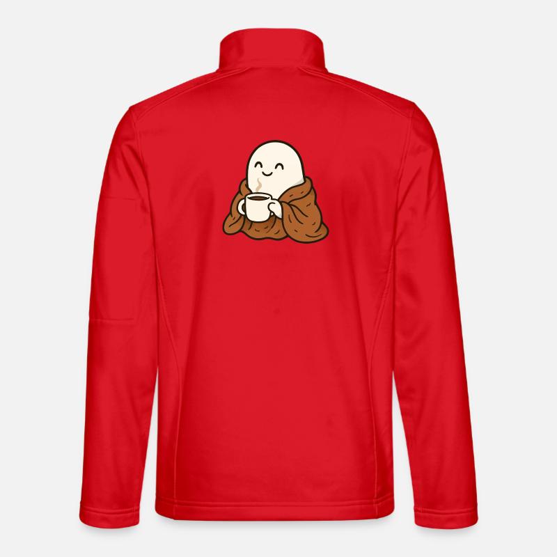 Kuscheliger Geist mit Kaffee und Decke - Unisex Softshelljacke - Rot