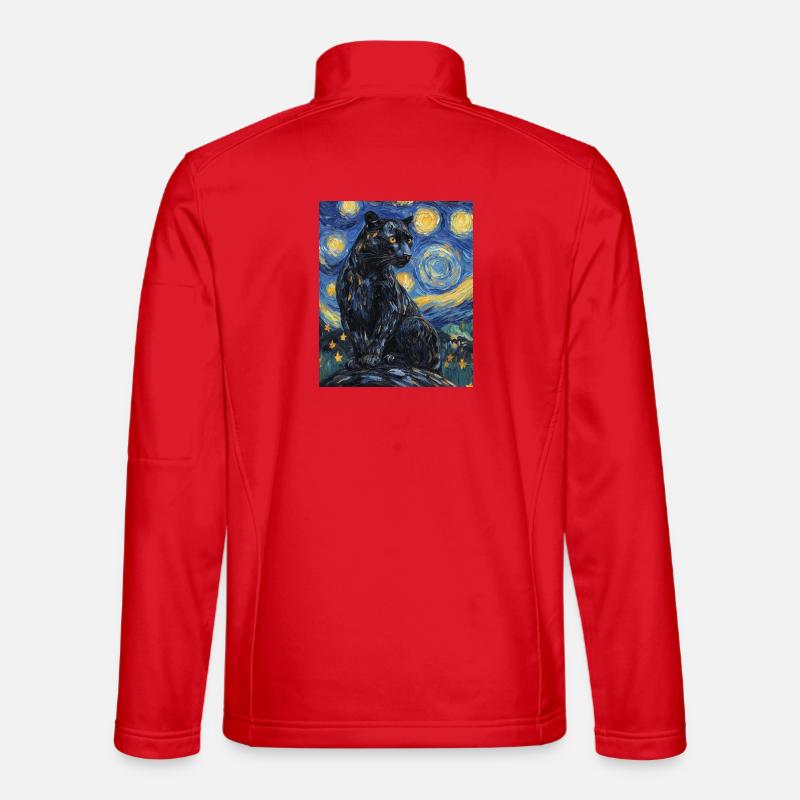 Panther Van Gogh Style Starry Night - Unisex Softshelljacke - Rot