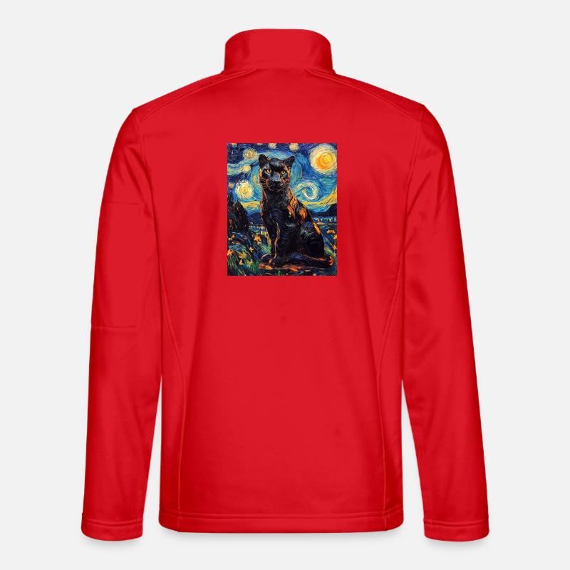 Panther Van Gogh Style Starry Night - Unisex Softshelljacke - Rot