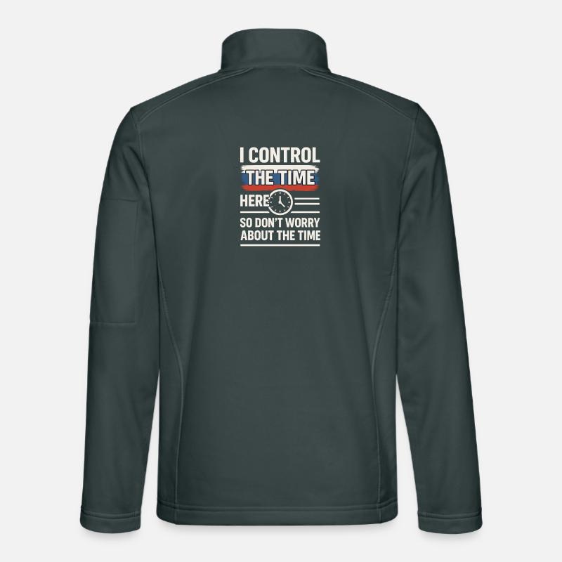 Time Control Here Don't Worry Time, Russian Saying Unisex Softshell Jacket
