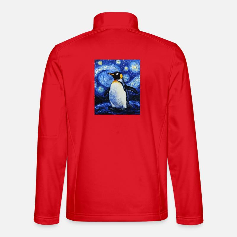 Penguin Bird Van Gogh Style Starry Night Unisex Softshell Jacket
