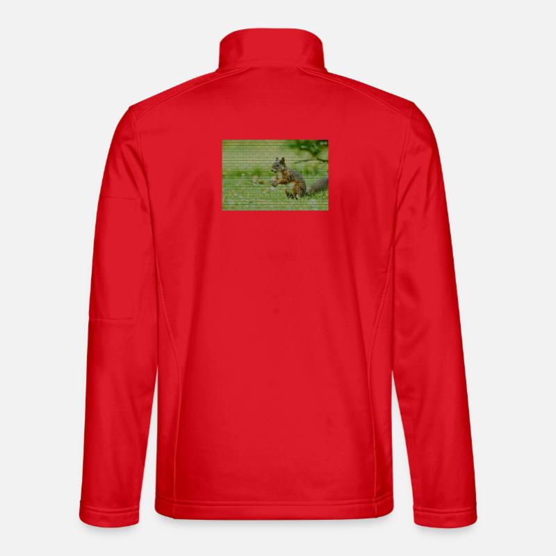Squirrel Forest Pattern - Unisex Softshell Jacket - red