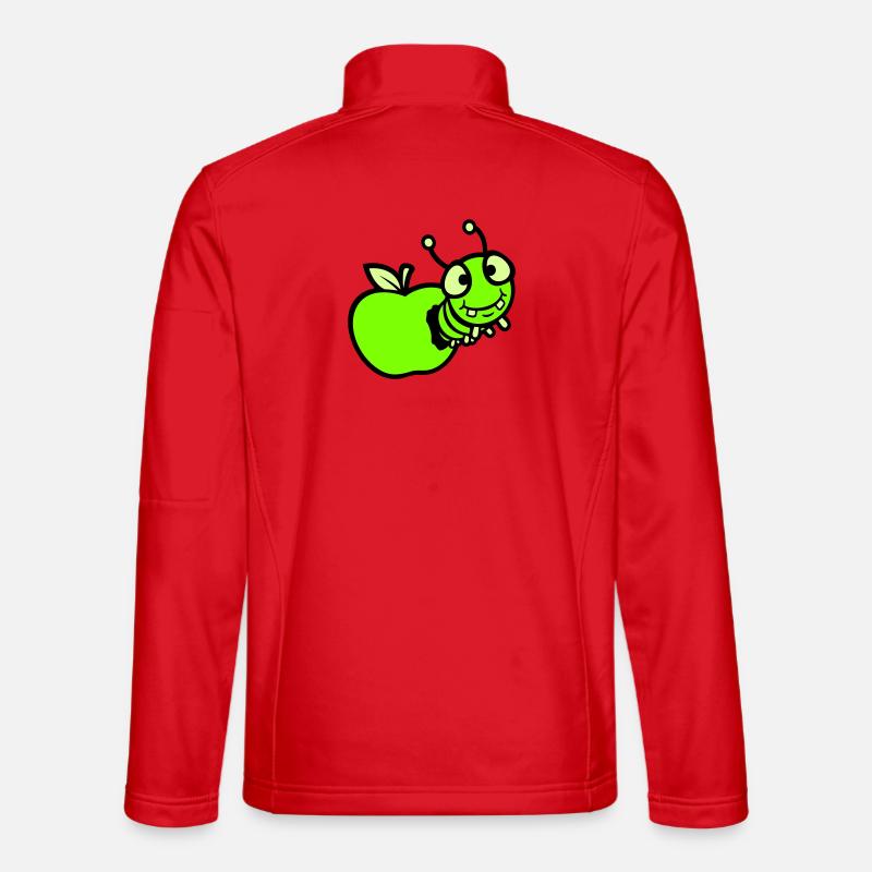 Caterpillar peeps apple hole comic funny cute cute Unisex Softshell Jacket