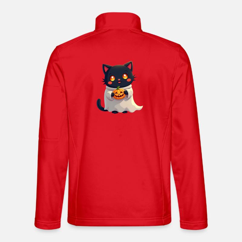 Halloween Cat with Halloween Pumpkin - Unisex Softshell Jacket - red