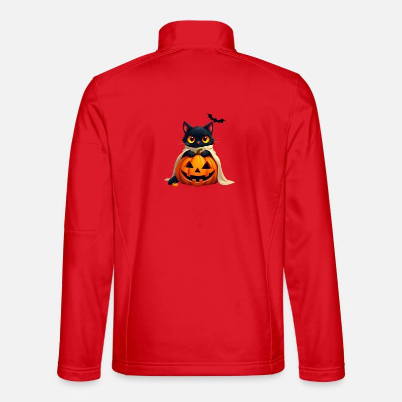 Halloween Cat with Halloween Pumpkin - Unisex Softshell Jacket - red