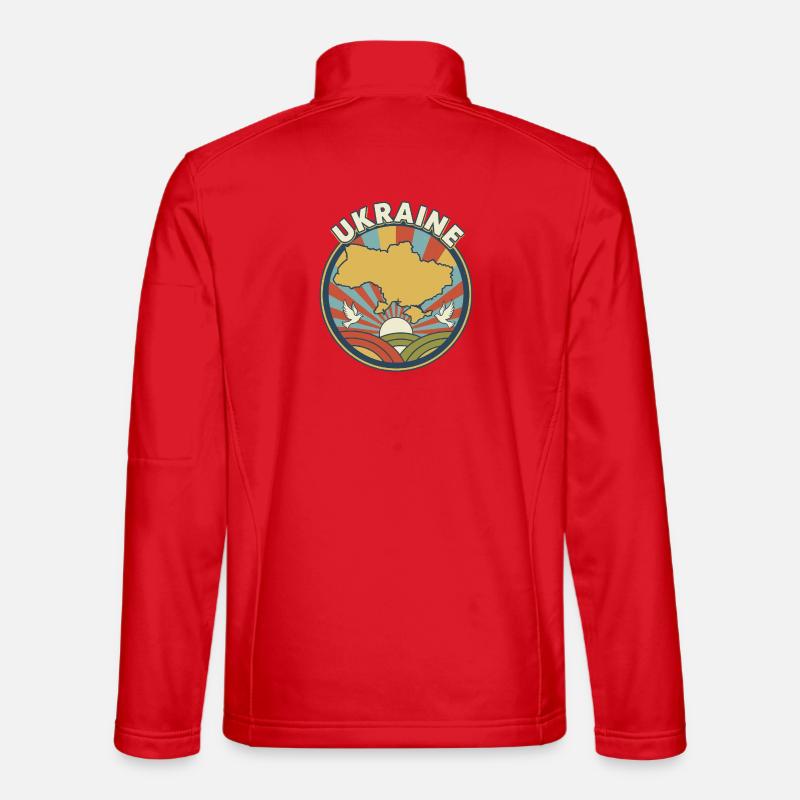 Ukraine Retro Sunrise Emblem - Unisex Softshell Jacket - red