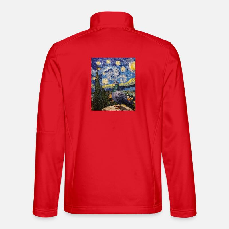 Dove Bird Van Gogh Style Starry Night Unisex Softshell Jacket