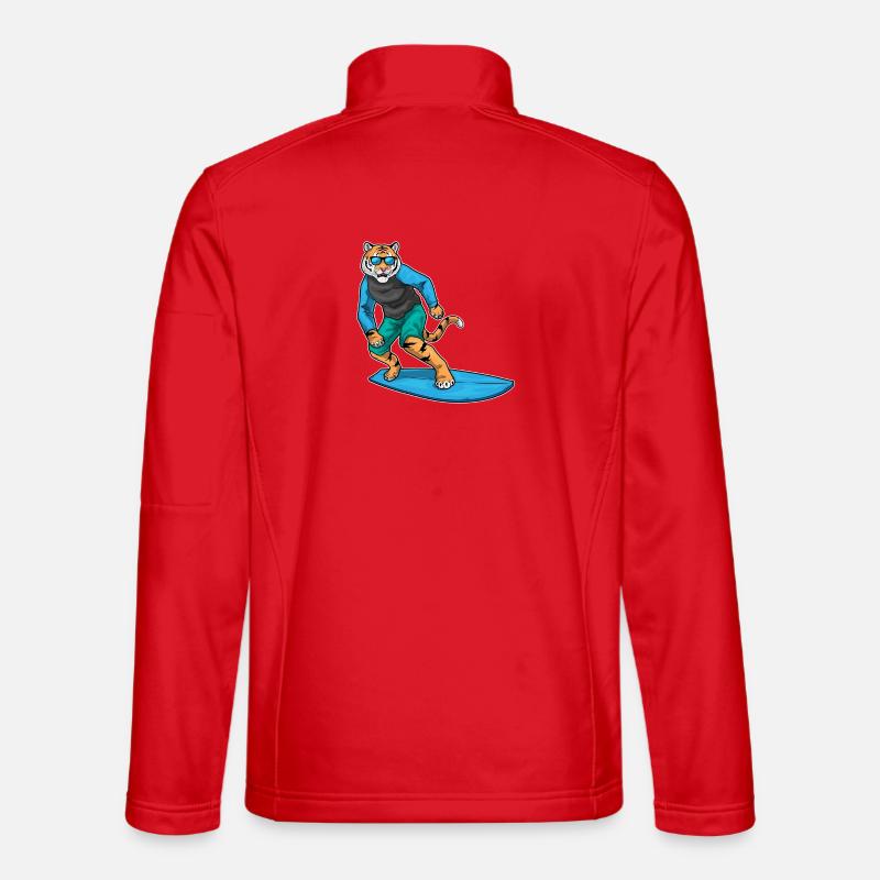 Tiger Surfen Surfbrett Sommer - Unisex Softshelljacke - Rot