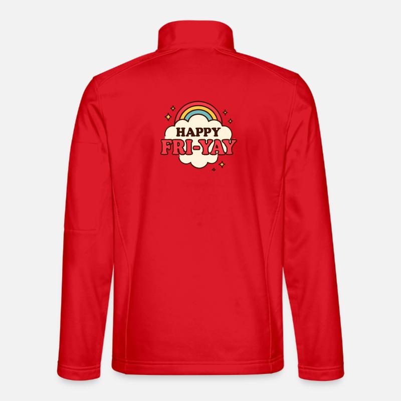 Happy Friday, Yay, Friday, Lover, Friyay - Unisex Softshell Jacket - red
