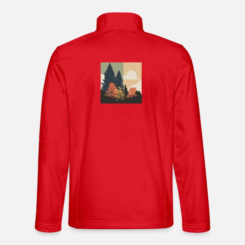Herbstliche Waldsilhouette - Unisex Softshelljacke - Rot