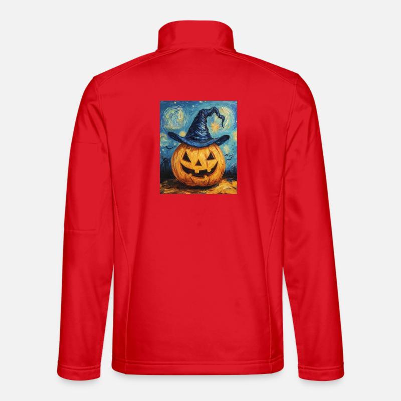 Pumpkin Halloween Van Gogh Style Starry Night Unisex Softshell Jacket