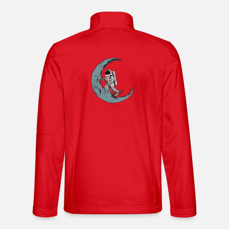 Astronaut Cleaner on Crescent Moon - Unisex Softshell Jacket - red