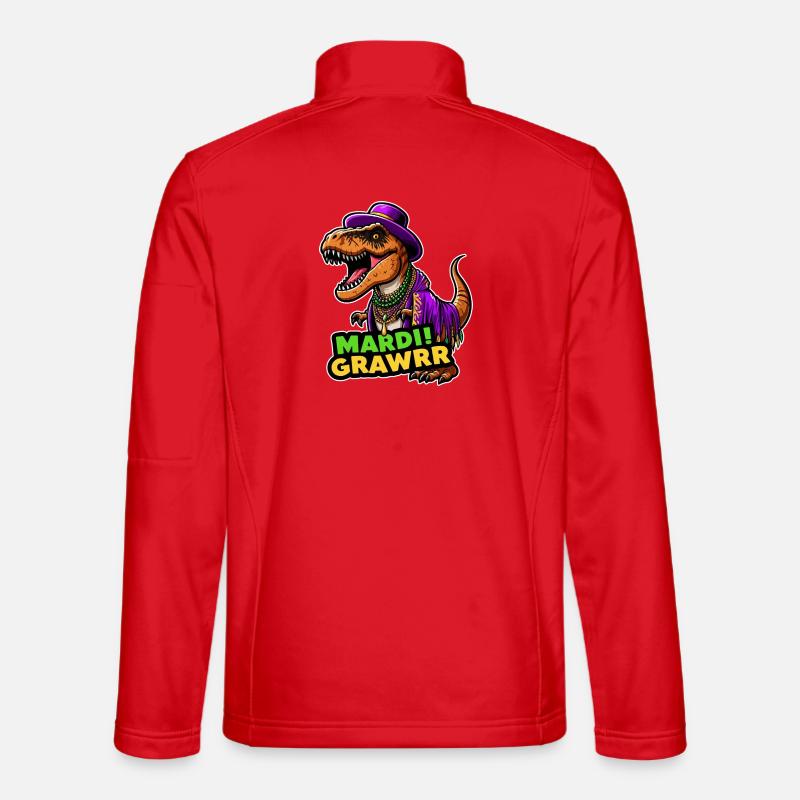 T Rex Carnival Mardi Gras - Unisex Softshell Jacket - red