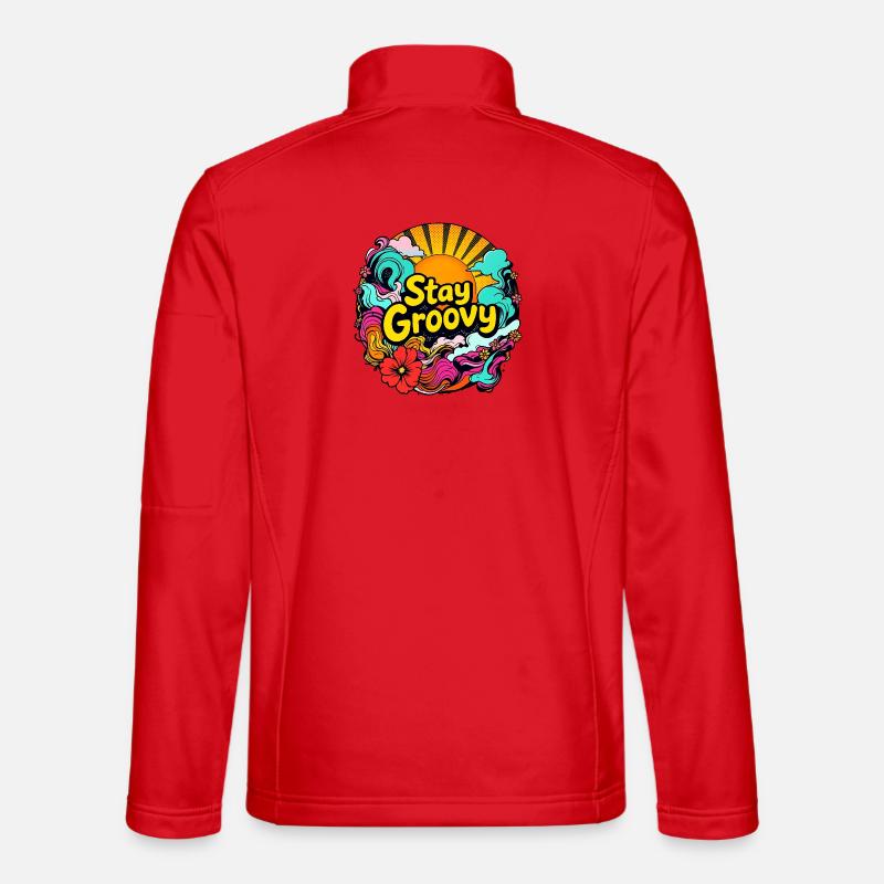 Retro Psychedelic – Stay Groovy - Unisex Softshelljacke - Rot