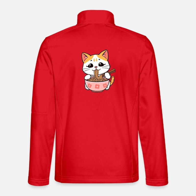 Cat Eats Ramen Noodles - Unisex Softshell Jacket - red
