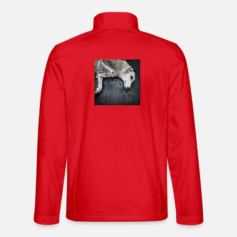 White greyhound on the ground - Unisex Softshell Jacket - red