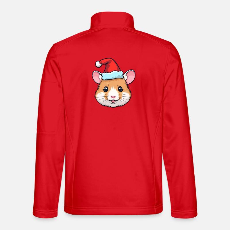 Weihnachts-Hamster mit Santa-Hut - Unisex Softshelljacke - Rot