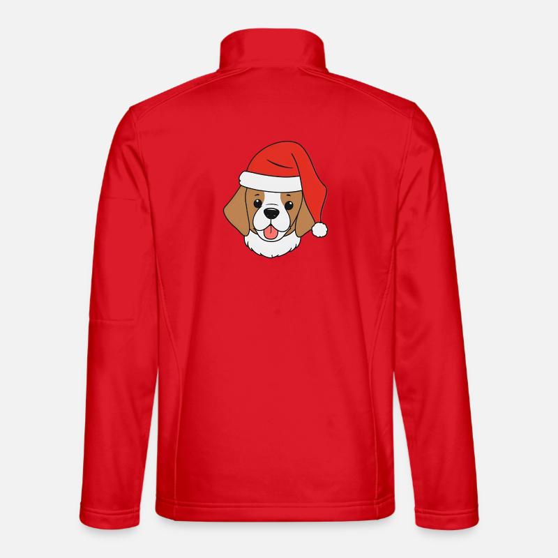 Hund mit Weihnachtsmütze - Unisex Softshelljacke - Rot