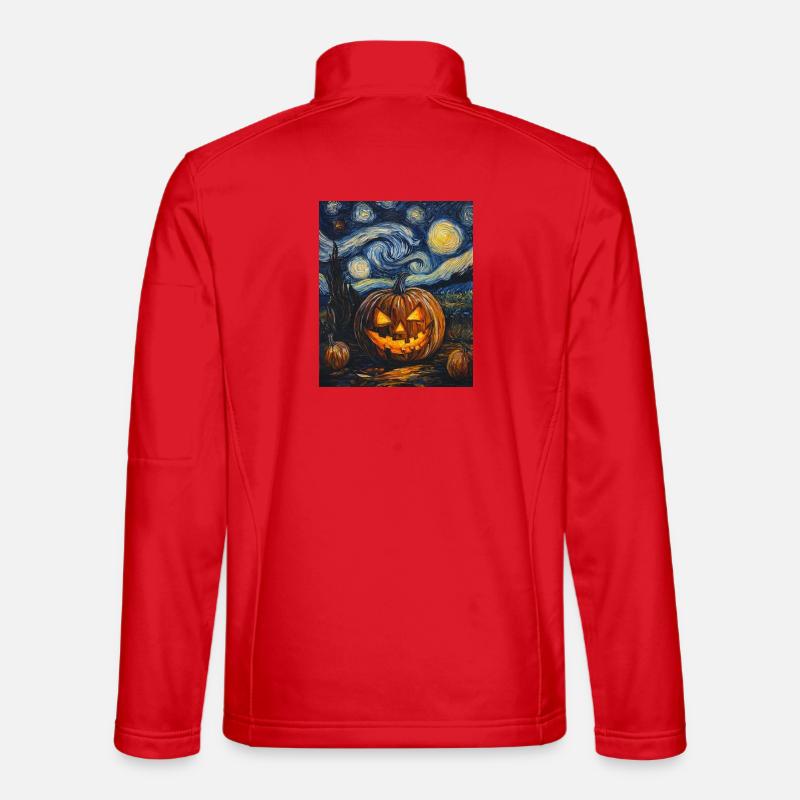 Pumpkin Halloween Van Gogh Style Starry Night Unisex Softshell Jacket