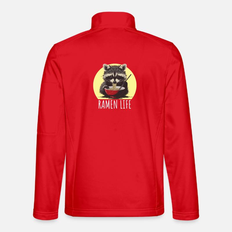 Raccoon with noodles ramen kawaii - Unisex Softshell Jacket - red