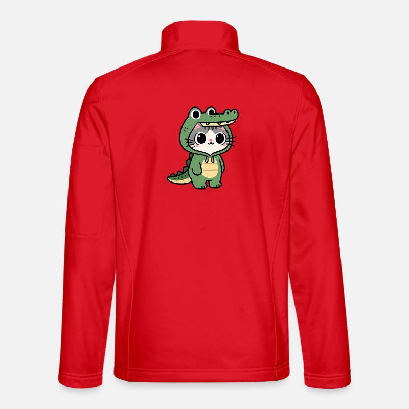 Kawaii crocodile cat - Unisex Softshell Jacket - red
