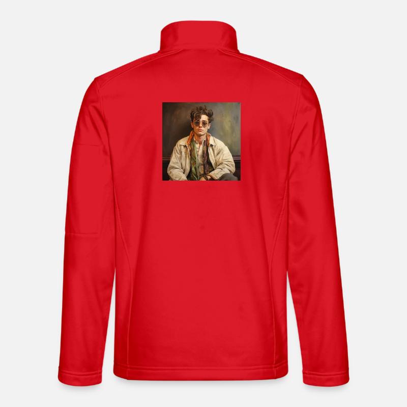 Portrait Retro Chic with Sunglasses - Unisex Softshell Jacket - red