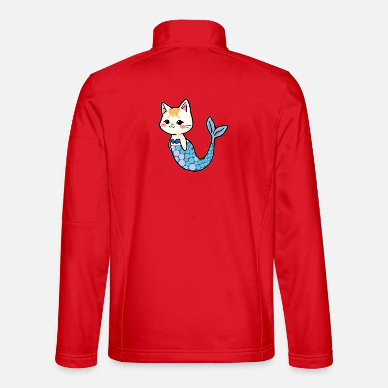 Cat as mermaid - Unisex Softshell Jacket - red