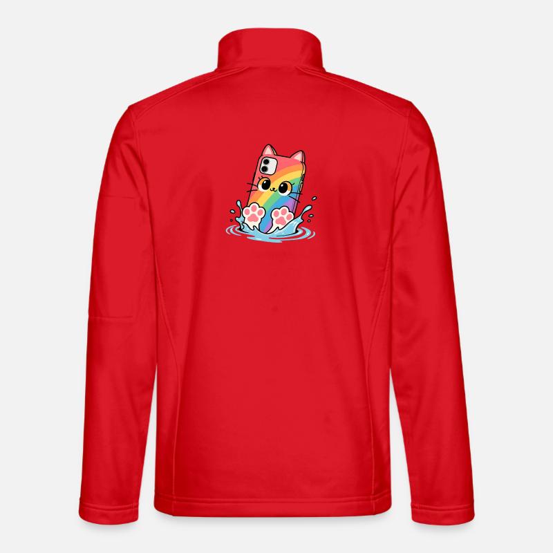 Tauchen Regenbogen Katze Handy - Unisex Softshelljacke - Rot