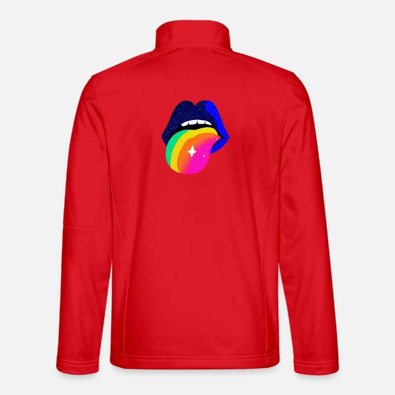 Rainbow Tongue Pop Art Lips - Unisex Softshell Jacket - red