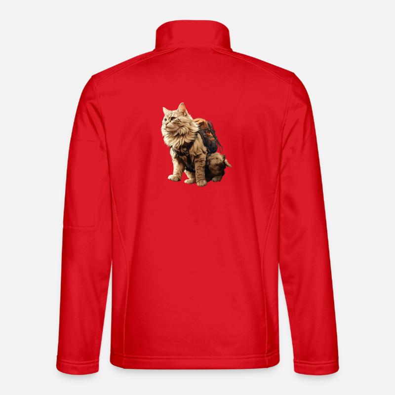 Abenteuer Katze mit Rucksack - Unisex Softshelljacke - Rot