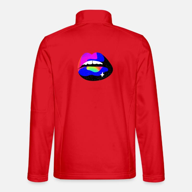 Rainbow Lips Nebula - Unisex Softshell Jacket - red