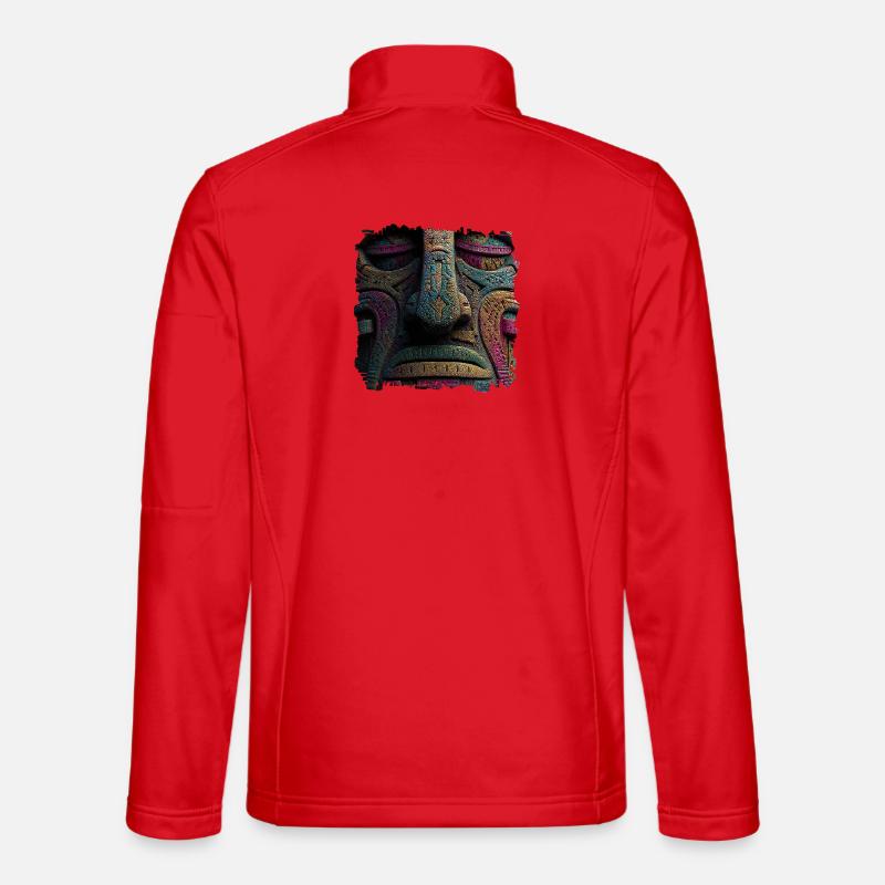 Masque Totem de Relief de Couleur Aztèque Veste en tissu softshell Unisexe