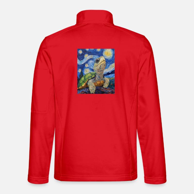 Turtle Van Gogh Style - Unisex Softshell Jacket - red