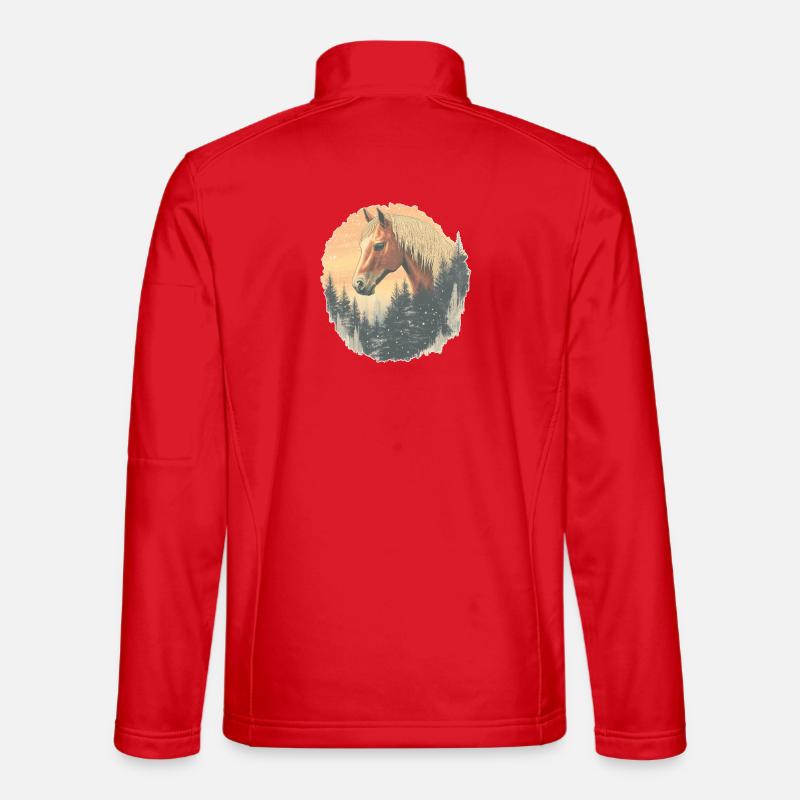 Pferd Winter - Unisex Softshelljacke - Rot