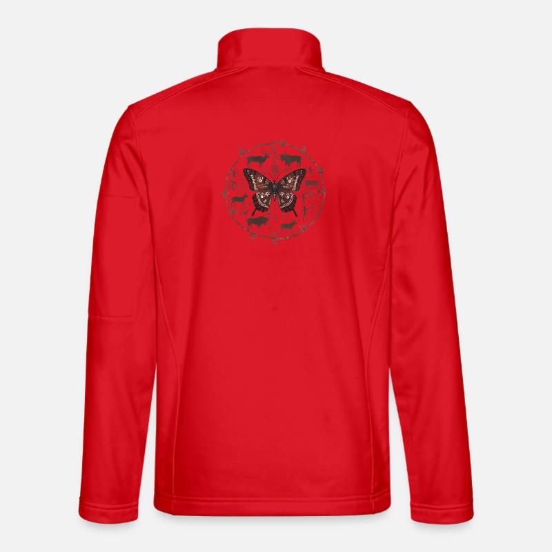 Rune Circle Butterfly - Unisex Softshell Jacket - red