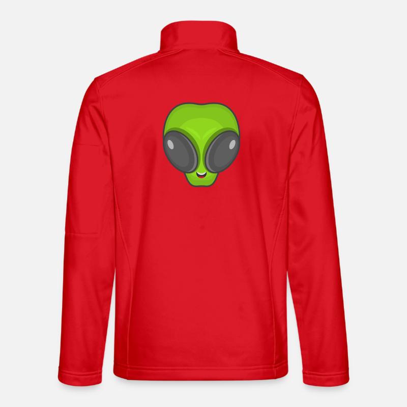 Grüner Alien Kopf - Unisex Softshelljacke - Rot
