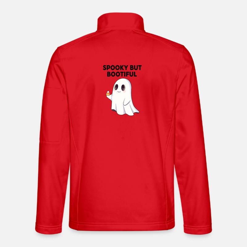 Spooky But Bootiful Cute Ghost Holding Candy Corn  Unisex Softshell Jacket