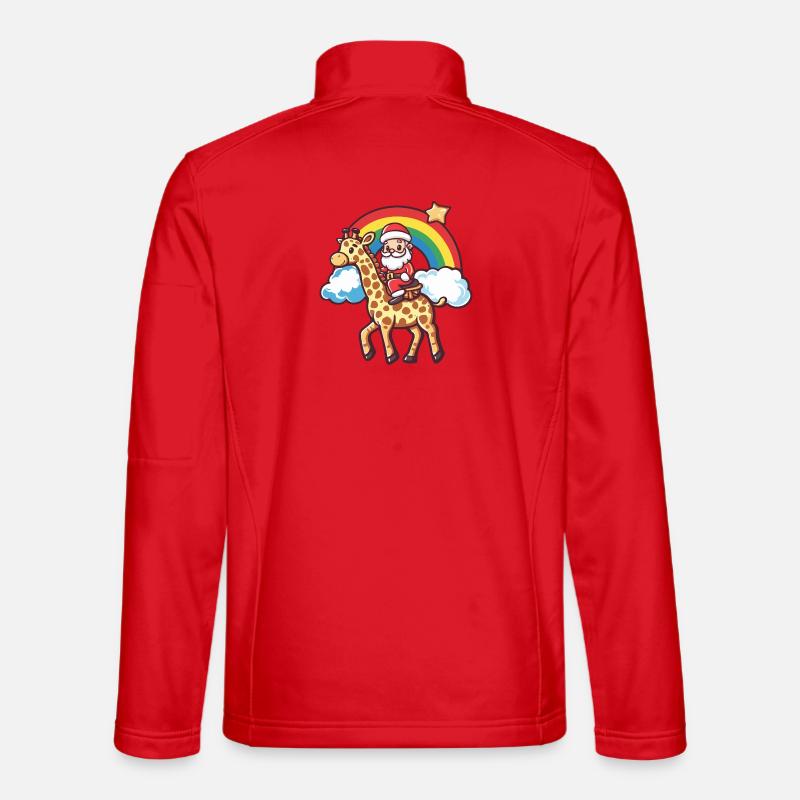 Giraffe Santa Claus Christmas - Unisex Softshell Jacket - red