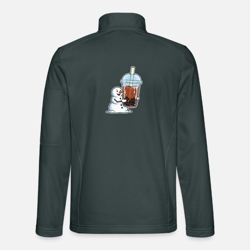Snowman and Bubble Tea Mug Unisex Softshell Jacket