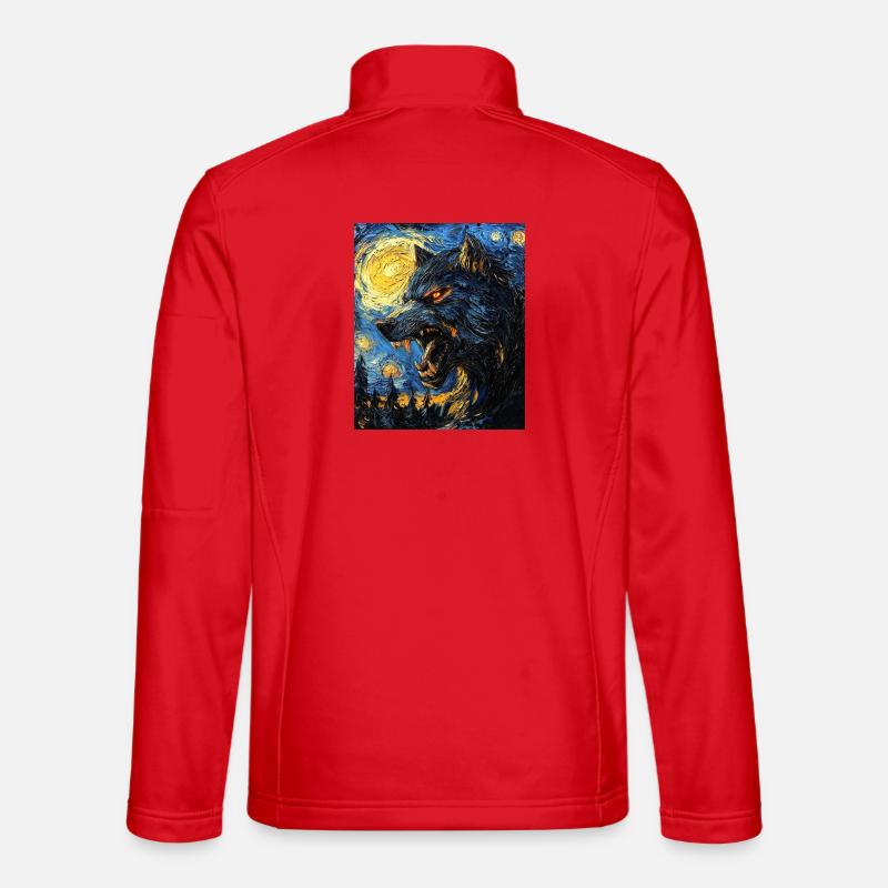 Werewolf Wolf Van Gogh Style - Unisex Softshell Jacket - red