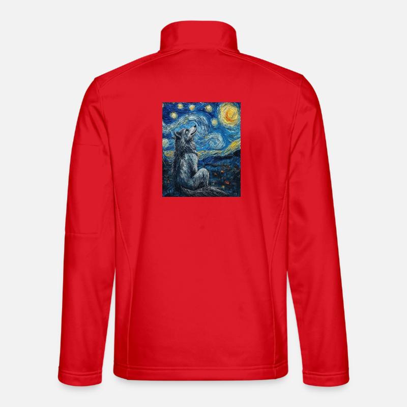Wolf Van Gogh Style - Unisex Softshell Jacket - red