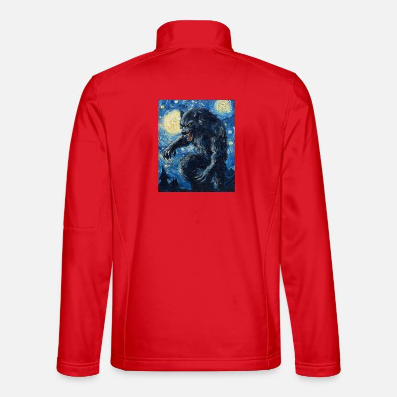 Werewolf Wolf Van Gogh Style - Unisex Softshell Jacket - red