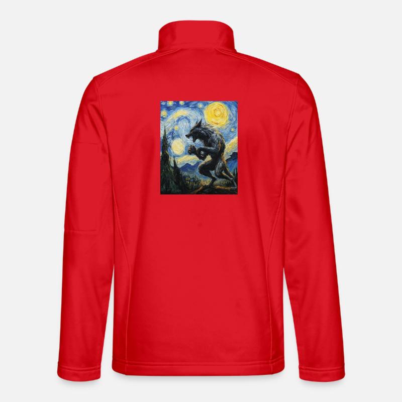 Werwolf Wolf Van Gogh Style - Unisex Softshelljacke - Rot