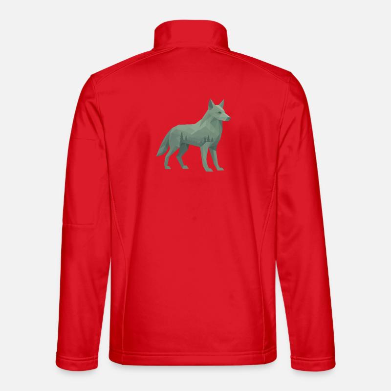 Geometrischer Wolf - Unisex Softshelljacke - Rot